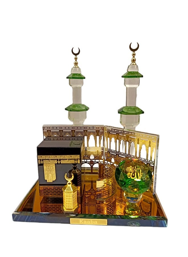 AUGEN Crystal Glass Decorative Gold Plated Kaaba Mecca Showpiece Medium Size (Transparent)(10018) - Image 4